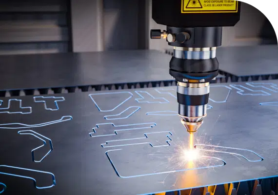 Laser cutting machine processing stainless steel sheet at YES Stainless
